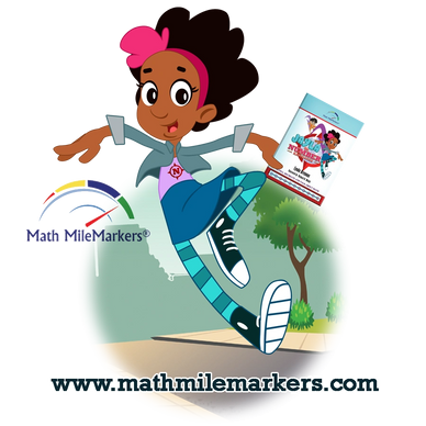 A cartoon of a girl jumping in the air.