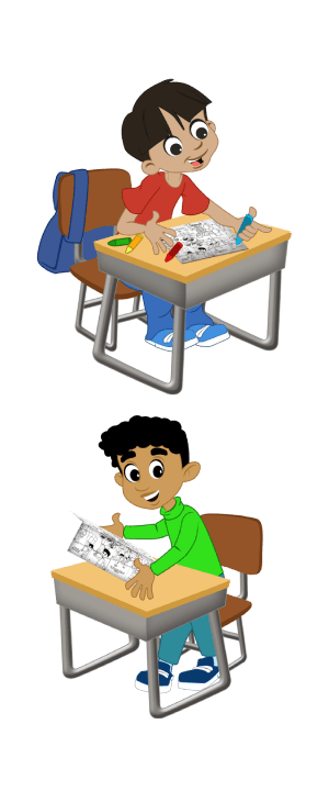 A boy sitting at a desk with a laptop.