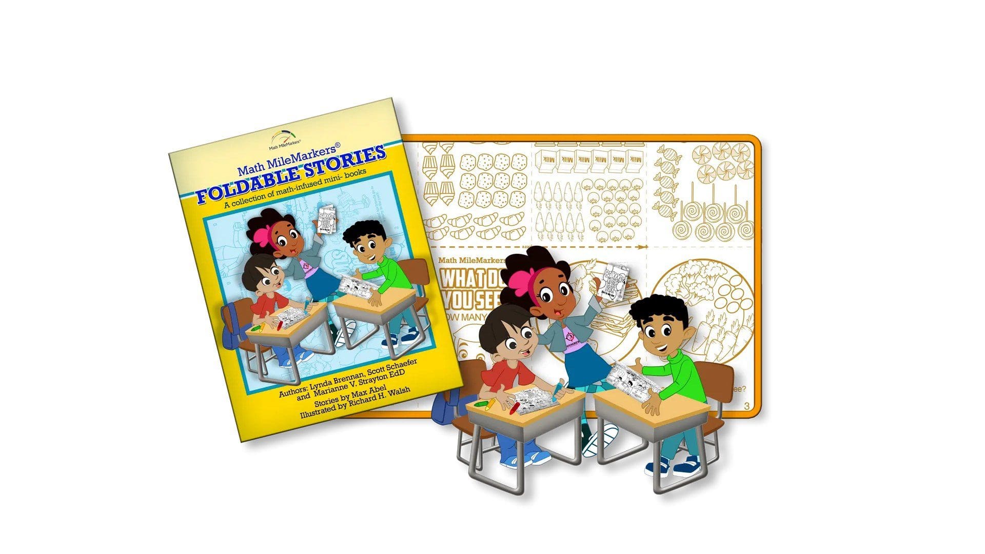 A book and some paper dolls sitting on top of a table.